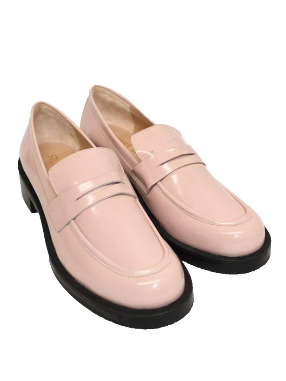 $500 Stuart Weitzman Palmer Loafers SLIP ON STACKED leather Mauve Pink 9 (PD18)